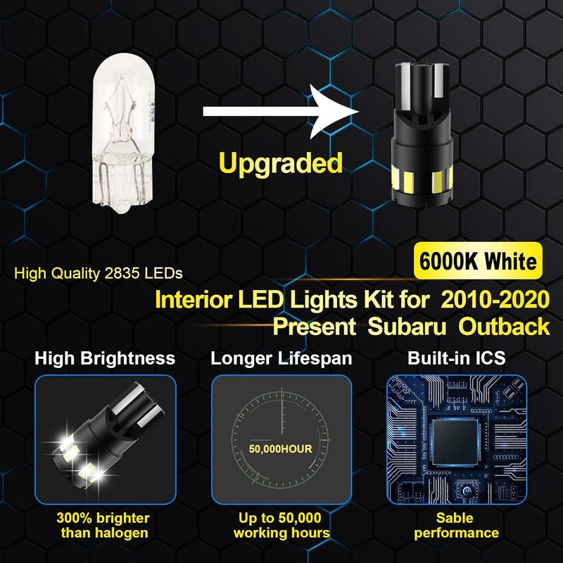 EASY EAGLE LED Interior Car Lights for Outback-2010-2020: 12 Piece Kit White LED Light Bulbs - Super Bright 6000K + Install Tool - Image 4